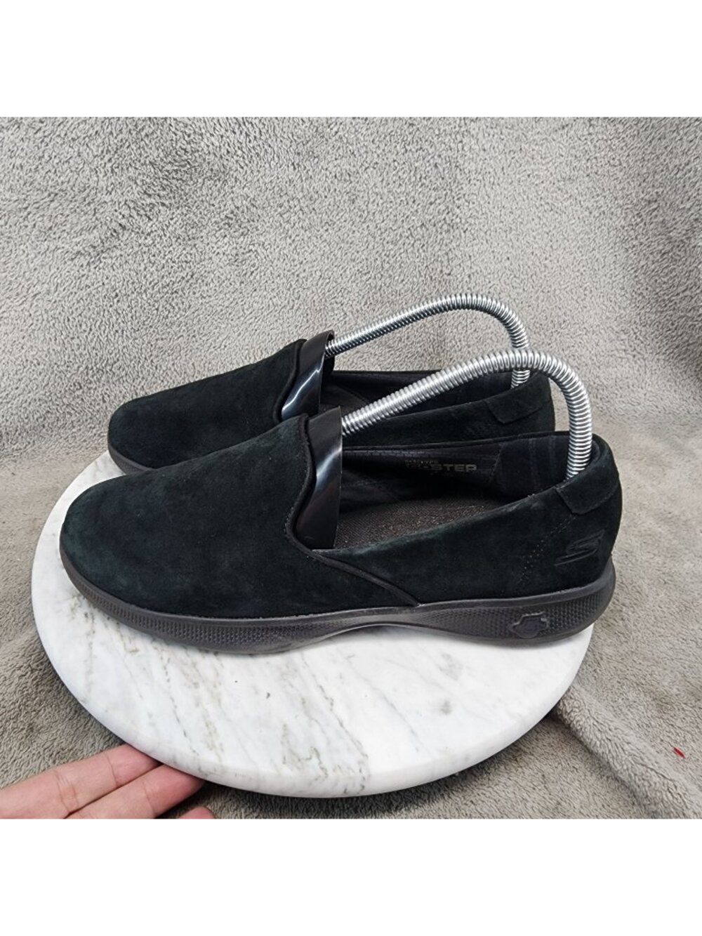 Skechers Shoes Womens Size 8 Goga Max Black Suede Slip-On Comfort *Read*